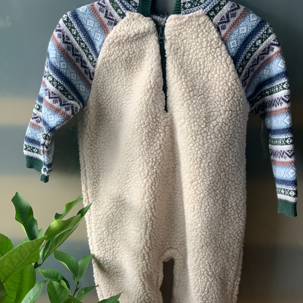 Gymboree Sherpa Aztec Onesie Outfit with Hood